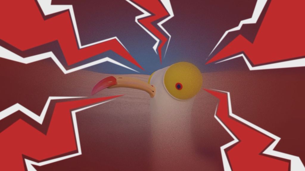 Seagul eats a&nbsp;chip